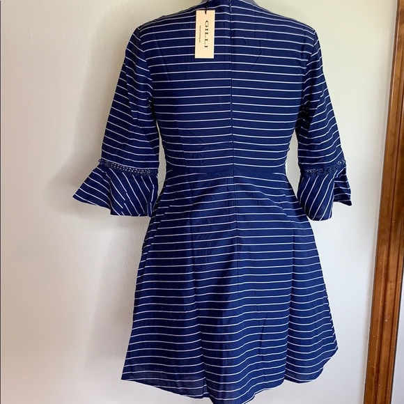 Navy and white striped fit and flare dress NWT - Picture 7 of 8